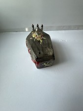 Fitz and Floyd Halloween Coffin Trinket Box Skeleton 1992 picture
