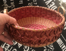 Vtg PASSAMAQUODDY Maine INDIAN ASH HANDLE Curly BASKET Sweet Grass MicMac a picture