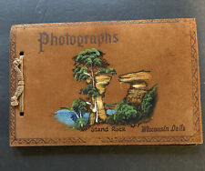 Vintage Souvenir Photograph Album Suede Cover Stand Rock Wisconsin Dells picture