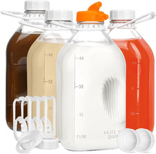 64Oz Glass Milk Bottle with Lid, 4 Pack 2QT Glass Milk Container picture