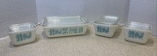 Pyrex Amish Butterprint-2 Refrigerator Dishes & 2 Casserole Dishes-All w/Lids picture