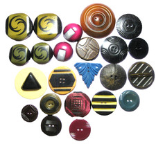 Vintage 1920/30's Buttons Celluloid Tight Top,Wafers,Casein,Art Deco 14/16