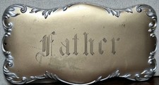 Antique Victorian Coffin Plate Plaque Father Casket Funeral Oddities Memento... picture
