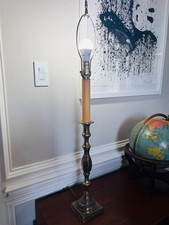 Vintage Baldwin Brass Candlestick Table Lamp 37 in Colonial Tested No Shade picture