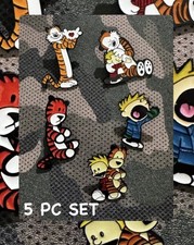 5 Pc SPECIAL Calvin And Hobbes Collectors Pin Set Hat Lapel Backpack New picture