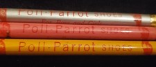 3 Vintage POLL PARROT SHOES For Boys and Girls Advertising Wood Pencil Near Mint picture