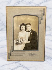 Vtg Art Deco Pressed Cardboard Easel Picture Frame 5