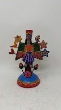 Vintage Mexican Folk Art Tree Of Life Candle Holder Pottery Ceramics Collectible picture