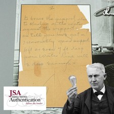Thomas Edison *JSA AUTHENTICATED* Autograph Handwritten Note Signed Engineering picture