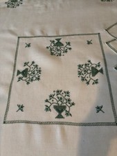 Vintage Moroccan Fez Embroidered Tea Tablecloth Tarz El Fassi Drawn Thread Set picture