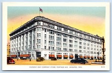Vintage Hudson's Bay Store Portage Ave Winnipeg Canada Linen Postcard Unused picture