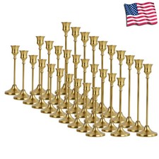 Bulk 30PCS Gold Metal Candlestick Holders Taper Candle Holder Set picture