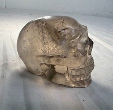 Antique hand carved rock crystal hard stone skeleton skull sculpture statue picture