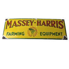 Vintage Massey Harris Porcelain Sign - Farm Implements Tractor Gas Pump Sign picture