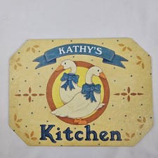 Vintage Geese Kitchen Tin Hot Plate Trivet Wall Hanging Kathy's Kitchen 1987 picture