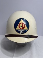 Vintage US Civil Defense Auxiliary Police Helmet M1 White CD Emblem Air Raid picture