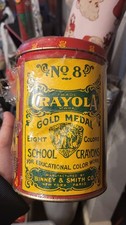 Vintage Crayola No. 8 Gold Medal Crayons Tin Replica Binney & Smith 80s picture