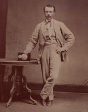 Antique CDV 6th Plate Tintype Handsome Man Peacocking by Table #1405 picture