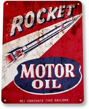 Rocket Motor Oil Garage Auto Shop Vintage Retro Rustic Wall Decor Metal Tin Sign picture