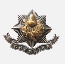 Rare Original WW1 Era Cheshire Regiment Officer's Silver / Bimetal Cap Badge picture
