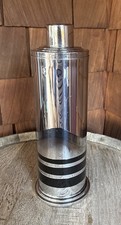 RARE VTG Art Deco Manning Bowman Cocktail Shaker Diana Chrome w/Black Stripe picture