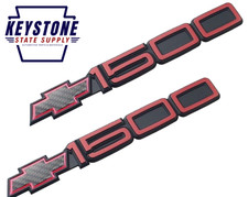 1992 1993 Chevrolet Silverado 1500 Red Door Emblems Badge Decal Replacement 2pc picture