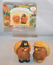 Vintage Hermitage Pottery Ceramic Turkey Salt & Pepper Shaker Set - NIB picture