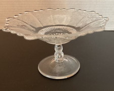 Cambridge Chantilly Glass Floral Etched Scalloped Footed Comport Compote 3 1/2”T picture