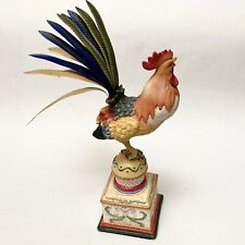 Fitz & Floyd Ricamo Rooster Chicken Figurine Metal Tail Feather 14