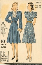 DuBarry 2465B Shirtwaist Dress w Detachable Jabot, 6 Gore Skirt Sz 18 INCOMPLETE picture