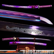 Sharp All Purple Dragon Japanese Samurai Katana Sword Battle Ready 1095Steel picture