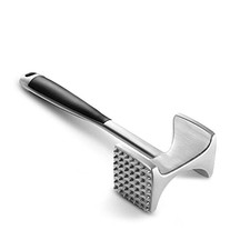 Meat Tenderizer Hammer with Comfortable-Grip Handle, Dual-side Mallet Silver picture
