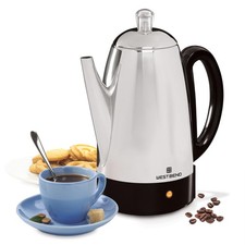 West Bend 54159 Electric Percolator Coffee Maker 12-Cup Silver picture