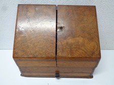 Antique English Letter Box Writing Desk Stationary Letter Holder Burl Wood picture