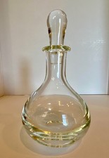 Vintage Clear Art Glass Perfume Bottle with Stopper Heavy Base Smooth Pontil picture