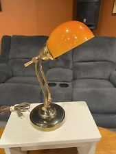 Vintage Underwriters Laboratories Orange Blown glass/brass Table Lamp Retro picture