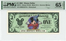 2001 $1 Disney Dollar Sorcerer Mickey PMG 65 EPQ (DIS74) picture