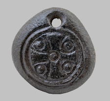 Ancient Judea Judaea Circular Wheel Cross Shield Carved Gemstone Amulet Pendant picture