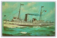 Joy Line Steamship Larchmont By Ellery Thompson Postcard picture