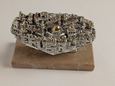 Vintage Jerusalem Israel 925 Silver Gold Tone Old City Sculpture Marble Base picture