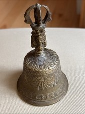 Vintage or Antique Sino Tibetan Bronze Ghanta Bell Vajra Dorje Handbell picture
