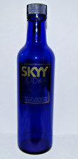Vintage SKYY Vodka Empty Blue Bottle 375ml 1989 Decanter Bar Display Collectible picture