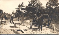 CONSTRUCTION WORK CREW canada ca c1910 postcard real photo rppc concrete horse picture