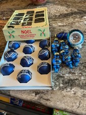 Box of 10 VTG Glass Christmas Ornaments ~ & 7 different shapes Stencils picture