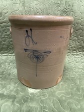 Antique Bee Sting Pottery Stoneware Salt Glaze 4 Gallon Crock w handles picture