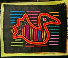 Kuna Mola Panama Vintage Hand Sewn Folk Art Textile 7.5 x 9.5 Inch Piece Bird picture