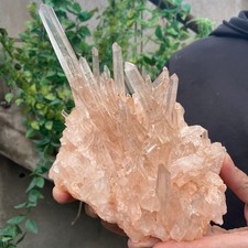 2.5lb Natural Clear PINK White Quartz Crystal Cluster Rough Healing Specimen picture