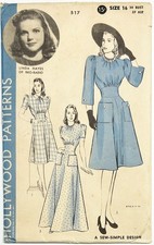 Vintage 1940's Hollywood Sewing Pattern 517 Linda Hayes: Dress Size 16 Unused picture