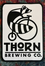 Rare Thorn Street Brewery Raccoon Bike Wooden Beer Sign / Great Condition picture