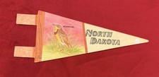 Vintage North Dakota 8 Inch Mini Pennant Meadowlark Bird Graphic picture